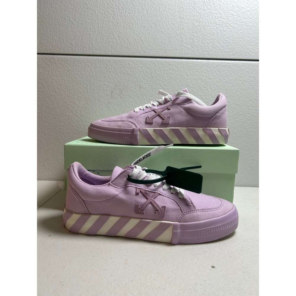 Off-White Low Vulcanized Canvas Sneakers Lilac Purple 7m  #2743